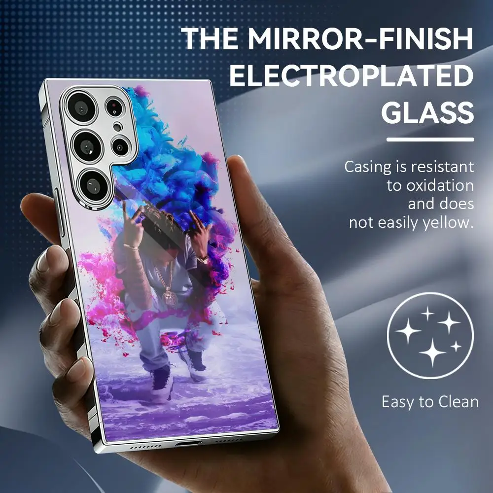 F-Future Rapper HipHop Phone Case For Samsung Galaxy S25 S24 S23 Ultra Electroplated Metal Frame Shockproof Cover Phone Case
