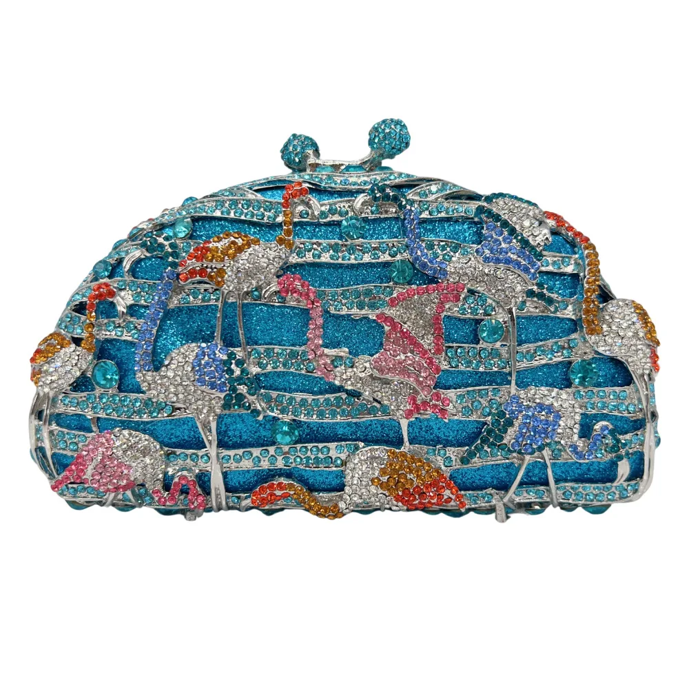 

Clutch Blue Lakeside Flamingo Diamond Dinner Bag Banquet Full Of Diamonds Women's Diamond Niche Designer Geometric Shoulder Bag