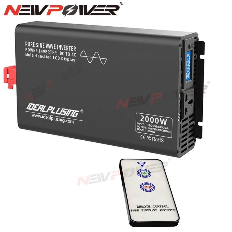 Pure Sinus Inverter 2000W DC 12V 24V 36V 48V 72V 80V 60V 84V to AC 220V 110V Voltage Converter Solar Inverter Power Supply