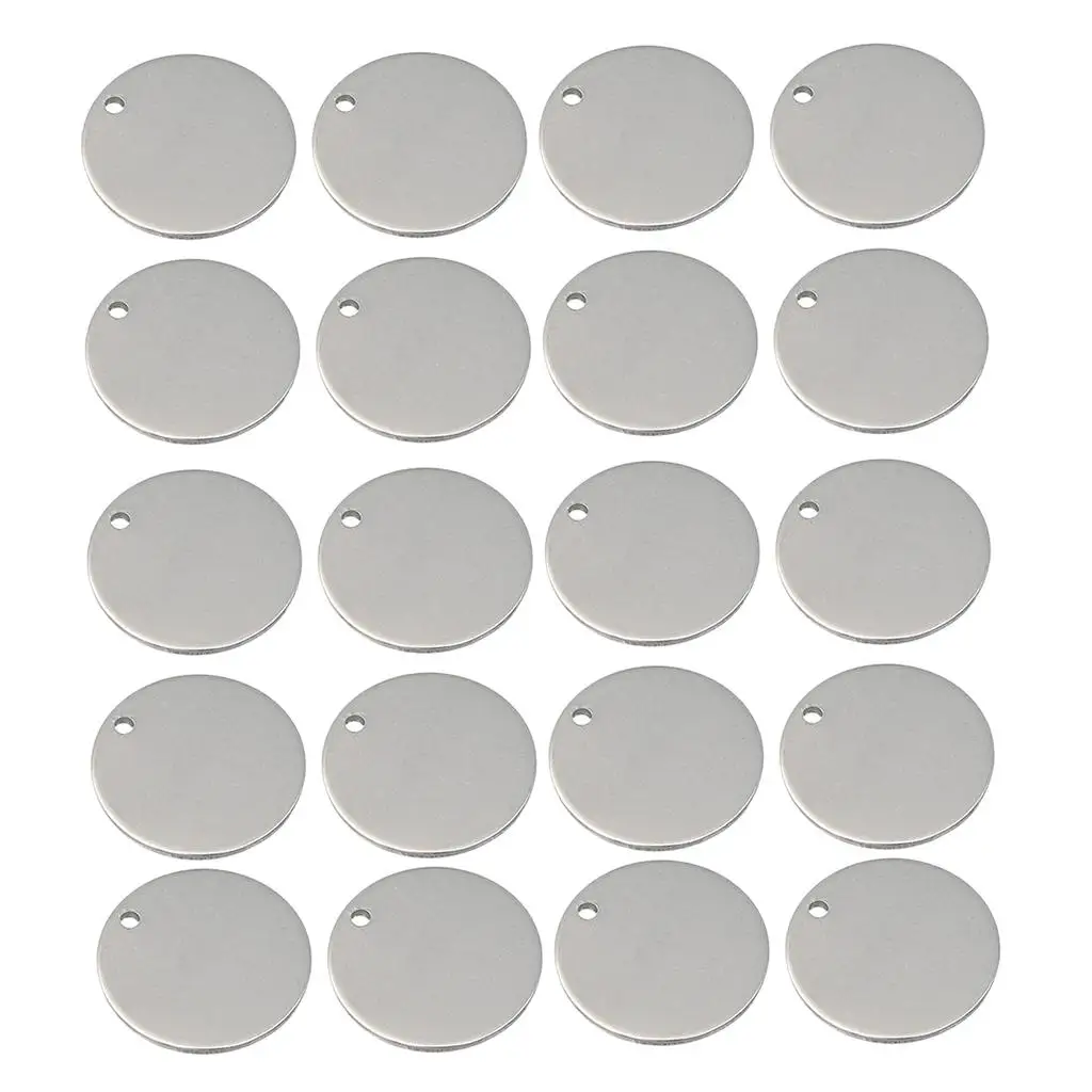 20 قطعة قرص علامات فارغة مستديرة للمعلقات المحفورة قلادة الهدايا الشخصية