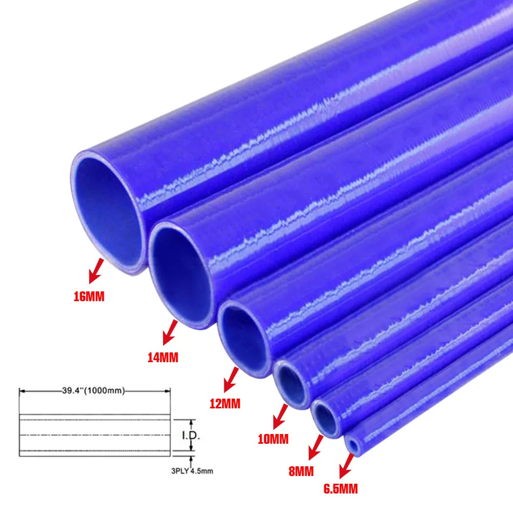 1M Silicone Straight Hose Coolant Intercooler Turbo Tube Air Intake Piping Water Hose Pipe ID 6.5mm 8mm  10mm 12mm 14mm 16mm