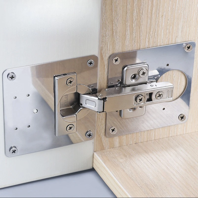 1/2/3/4Sets Hinge Fixed Board Furniture Hinge Installation Board With Screws Repair Board Fixed Bracket Furniture Hardware Tools