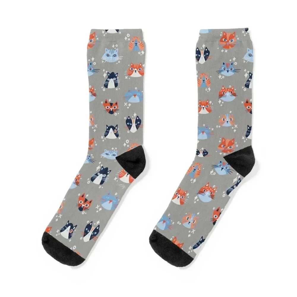 Collection de visages de chat-lieux et chaussettes bleues, cadeaux drôles à la mode, chaussettes pour femmes et hommes