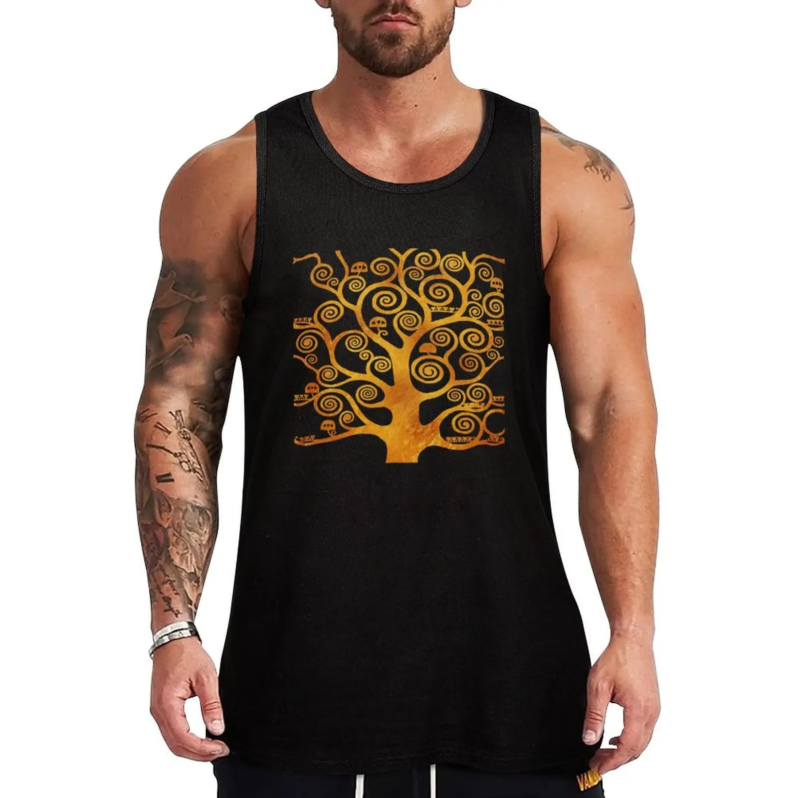 

Klimt Tree Gold & Black Tank Top running shirt underwear t-shirt Men's
