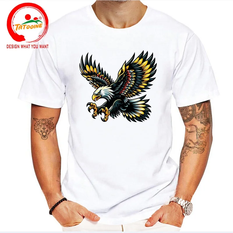 Funny Design Flying Eagle  SRed Doublet Men Fashion Trendy Casual Clothing Stylish Tops Tee Shirt Leisure Tshirt Men's T-Shirt