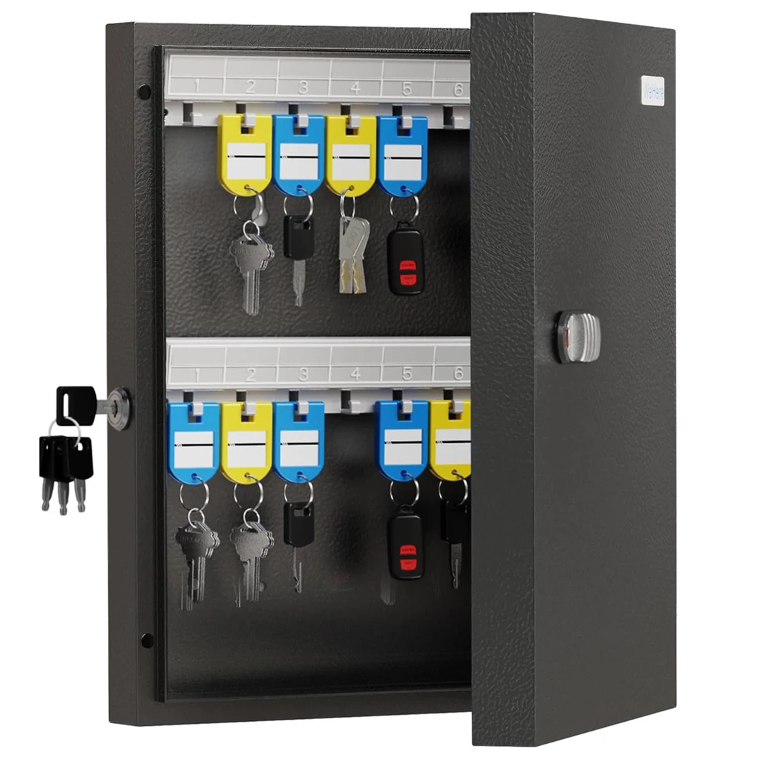 Wall Mounted Steel Key Holder Cabinet - 32-Key Lock Box with Combination Lock Key Organizer with Key Management App
