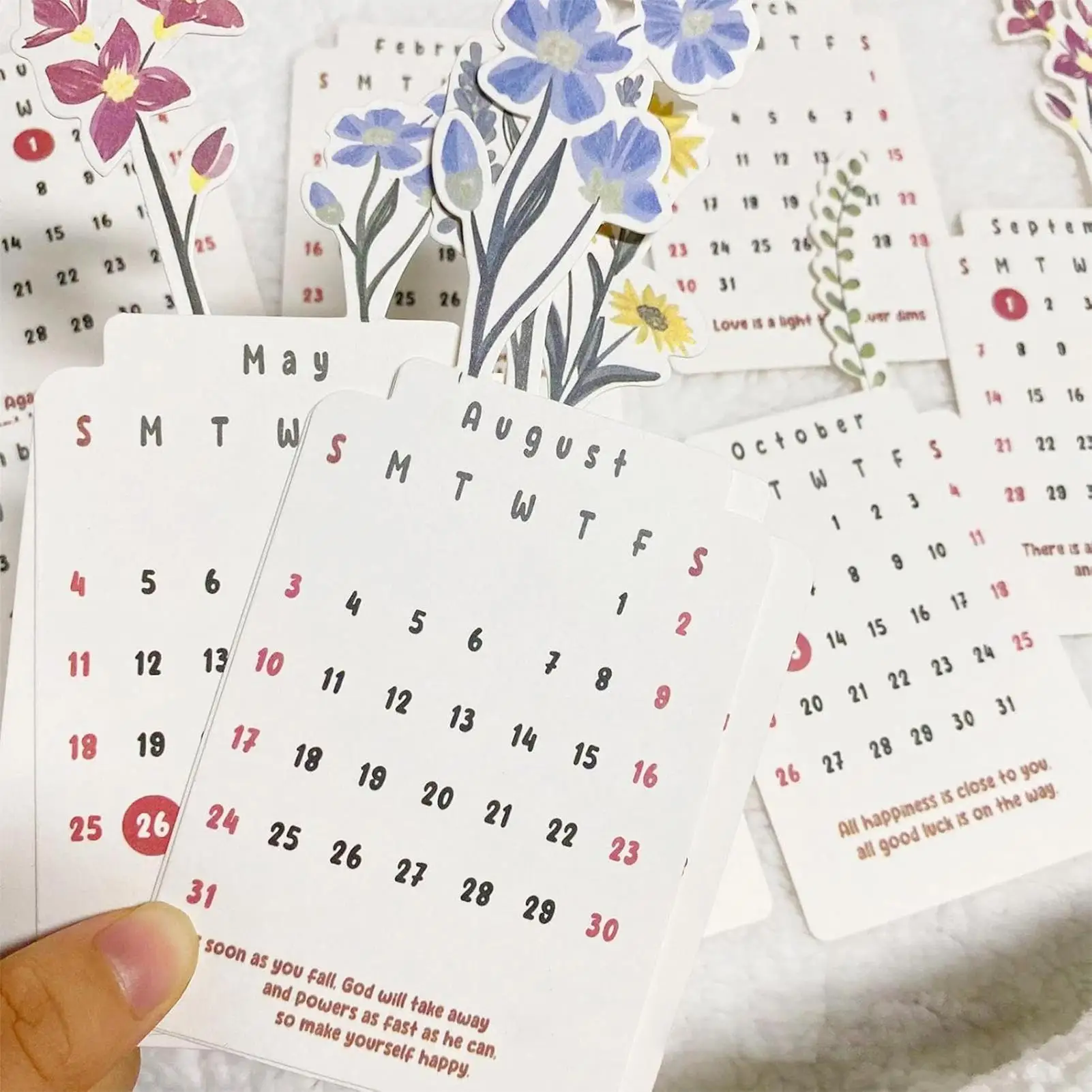 

2026 Desk Calendar Flowers Bloomy Flower Small Calendar With Wooden Base Detachable Small Desk Calendar Creative Design