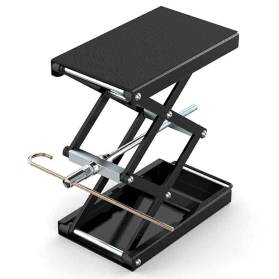 

Upgraded Double-Layer Motorcycle Lift Stand with J Crank Handle Socket 1100lb Capacity Steel Motorcycle Jack Stand Scissor Lift