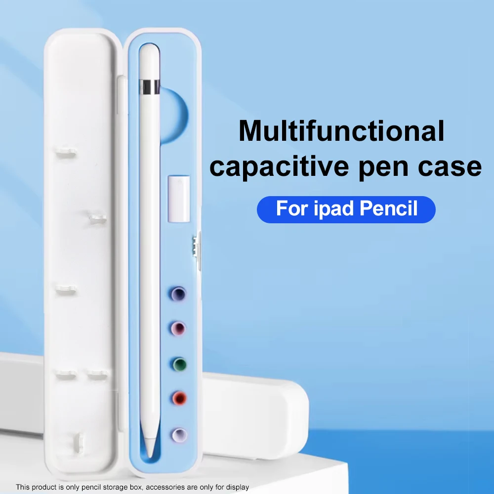 Multifunctional Pencil Storage Box For Apple iPad Pencil ABS Hard Shell Silicone Inner Liner Anti‑Drop Portable Protective Case