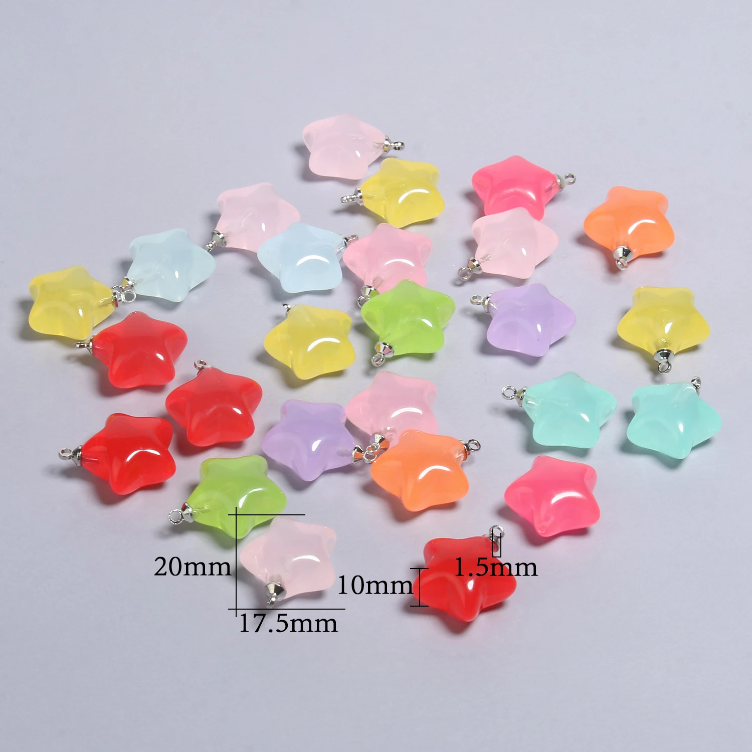 10pcs Mixed Cute Resin Star Charms for DIY Jewelry Making
