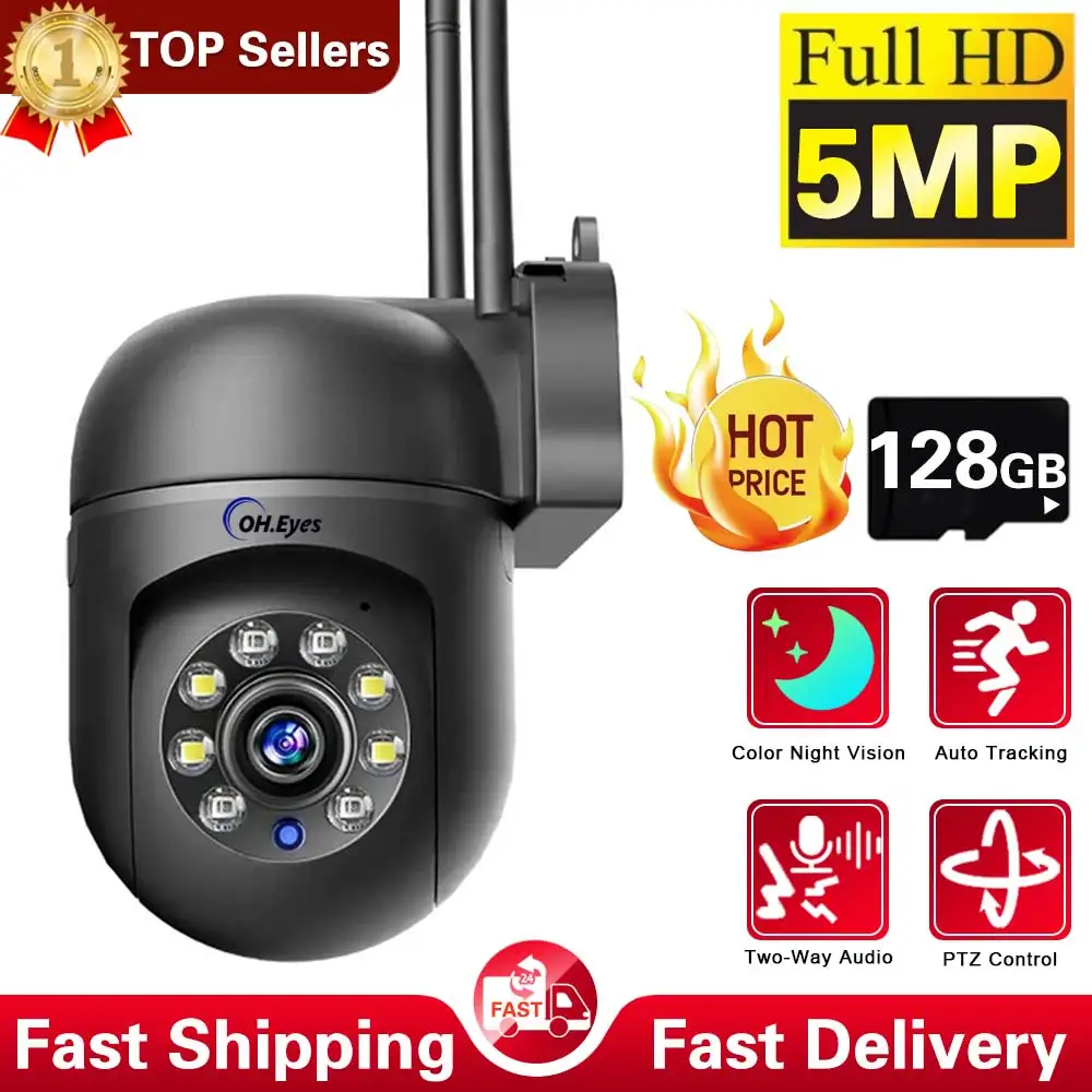 5MP 5G WiFi Surveillance Cameras IP Camera HD 1080P IR Full Color Night Vision Security Protection Motion CCTV Outdoor Camera