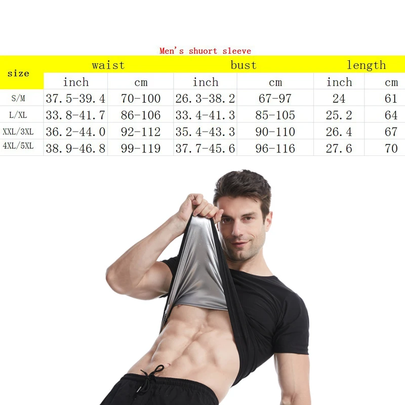 1pcs Men's Shapewear Men's Ftness Sweat Suit Shaping Large Size Vest Sports Abdominal Control Short-sleeved Corset Sauna Suit