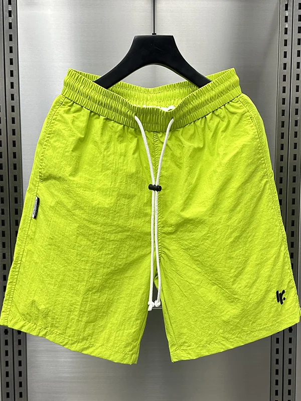 

Мужские летние модные пляжные брюки ярких цветов пяти четвертей Qui Dry orts, простые однотонные модные дышащие легкие легкие брюки