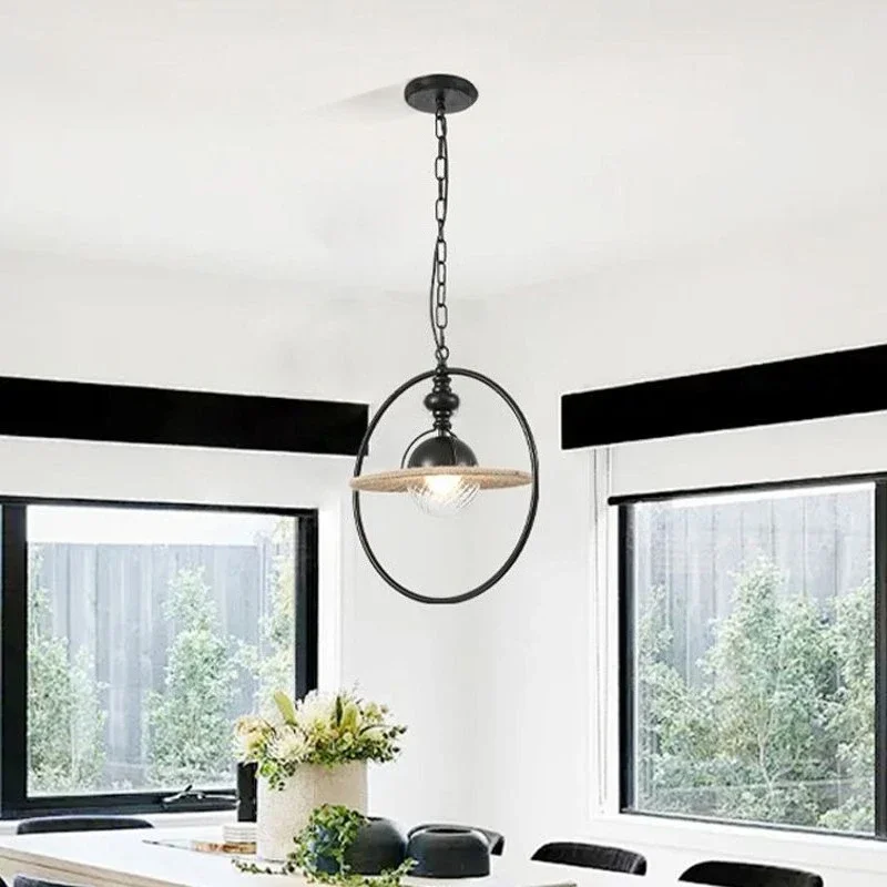 American Country Style Chandelier Rustic Woven Pendant Light for Dining Room Bedroom Study Hotel Use