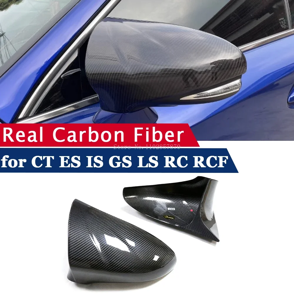 LHD RHD Ox Horn Style Rearview Mirror Cover for Lexus 14-22 CT 13-18 ES IS GS LS RC RCF Carbon Fiber Side Mirror Shell Case Cap