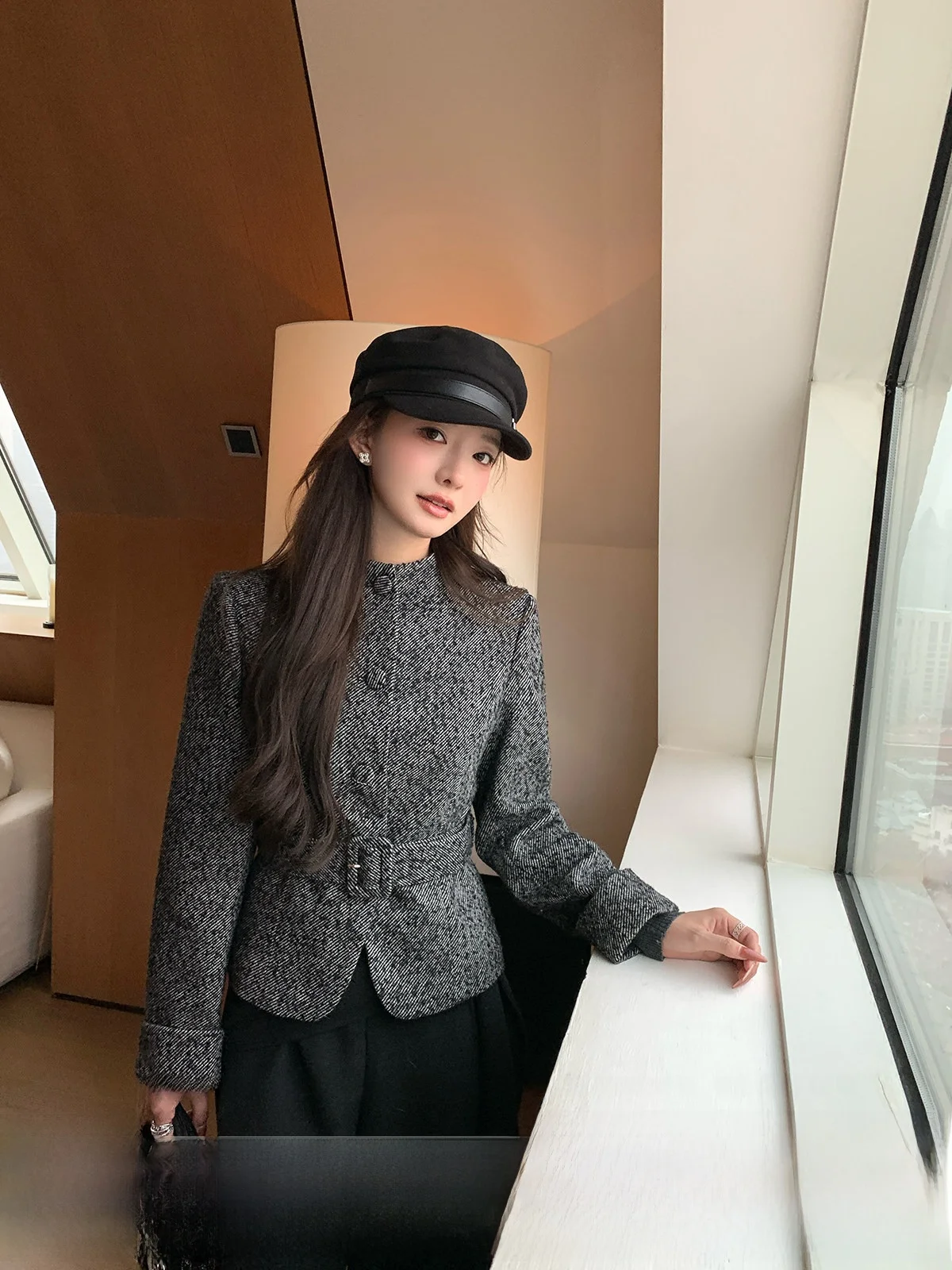 

Шерстяное пальто YOLI для женщин, зимнее, с поясом, приталенное, для офиса, простой дизайн, эксклюзивно онлайн, производство Китай