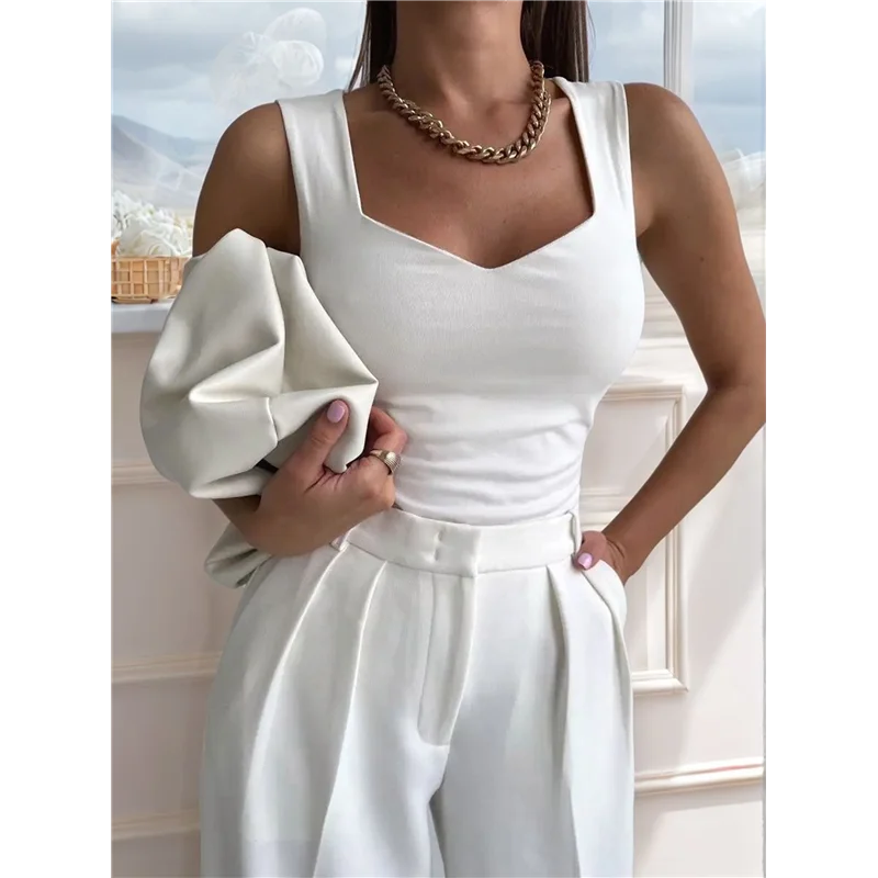 ABRT-レディース ノースリーブ Vネック タンクトップ ベーシックトップス キャップスリーブ Tシャツ ティー 春夏トップス カジュアル スリムフィット リブトップ