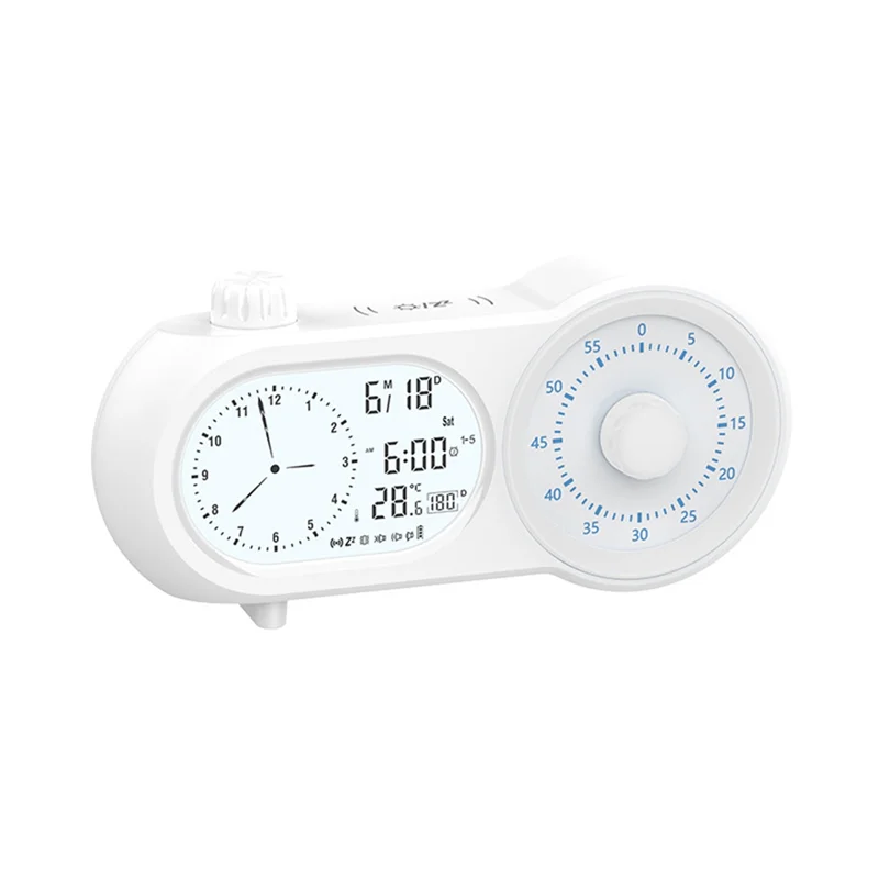 B04C-Autonomous Manager Plastic Bedroom Clock Visual Timer Lcd Dual Screen Clock Wake-Up Snooze Function