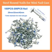 300PCS/200PCS/100PCS Round Nails Manual Fire Round Nail Gun Fixed Peg Nails 25mm/32mm/42mm Diameter 7.3mm For Mini Nail Gun