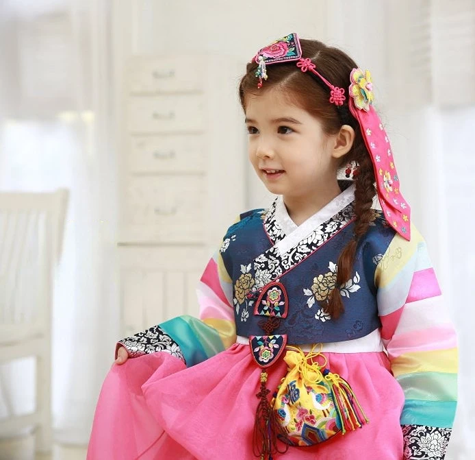 Robe Hanbok coréenne brodée pour enfants, vêtements de mariage traditionnels pour filles, robe de princesse pour fête de danse, Costumes Cosplay