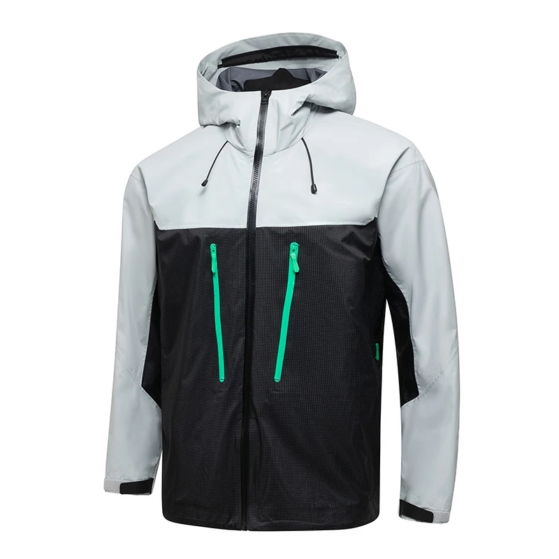 Outdoor Waterproof Jacket Men's Autumn High Fashion Plus Size Double Zipper Hooded Coat Male Casual Sports Fishing Windbreaker