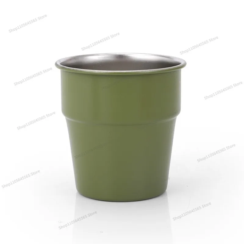 For Outdoor 300ML Stacked Cup 304 Stainless Steel Water Cup Picnic Portable Folding Coffee Cup Camping Equipment Mug
