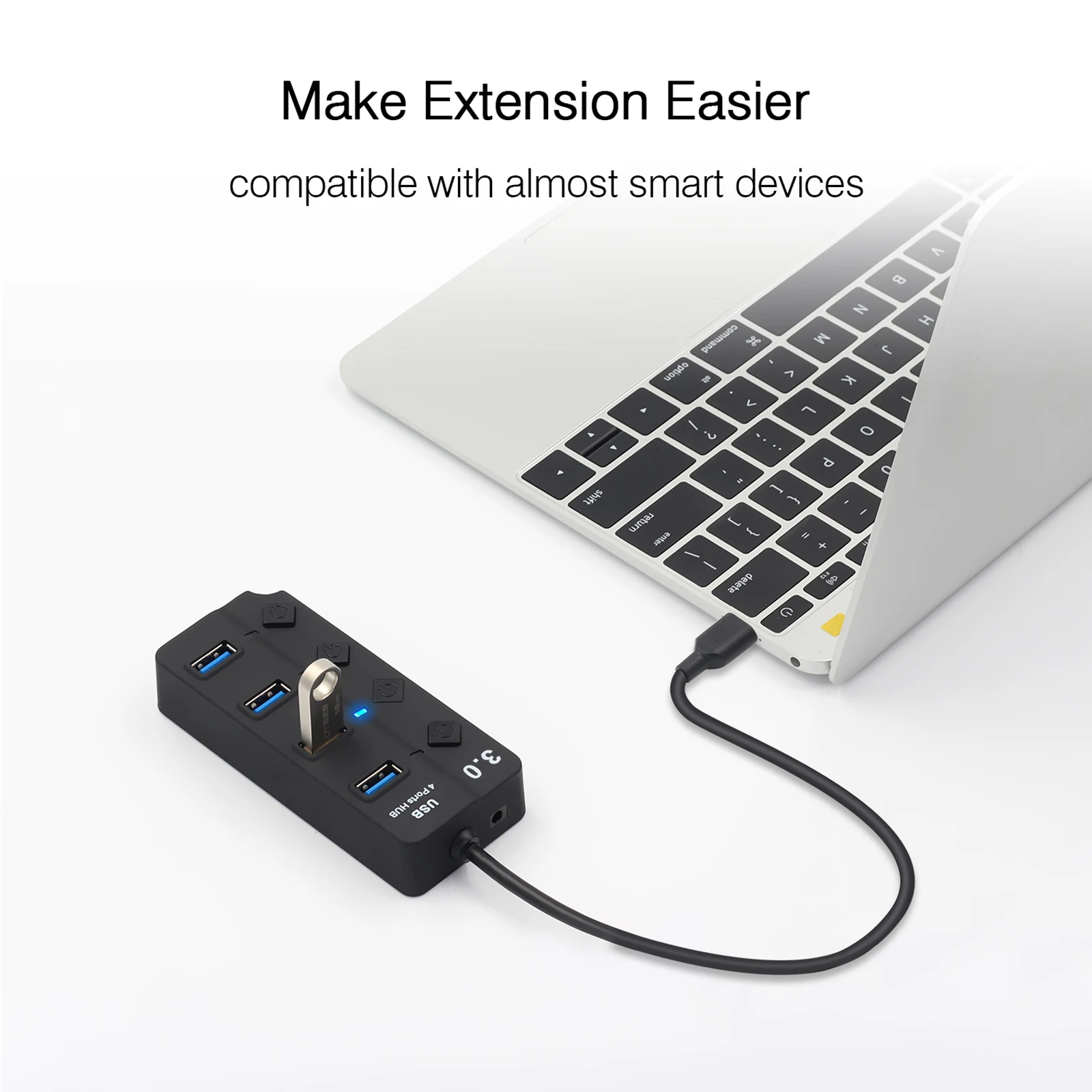 USB Multiple Ports Expansion Splitter Individual On/Off Switch LED Indicator Portable Usb Hub 3.0 Splitter 4 Port Usb Data Hub