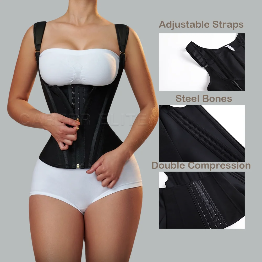 Fajas Colombians Girdles With Row Buckle and Zipper Postpartum Corset Waist Trainer Body Shaper For Women Sexy Shaping Curve