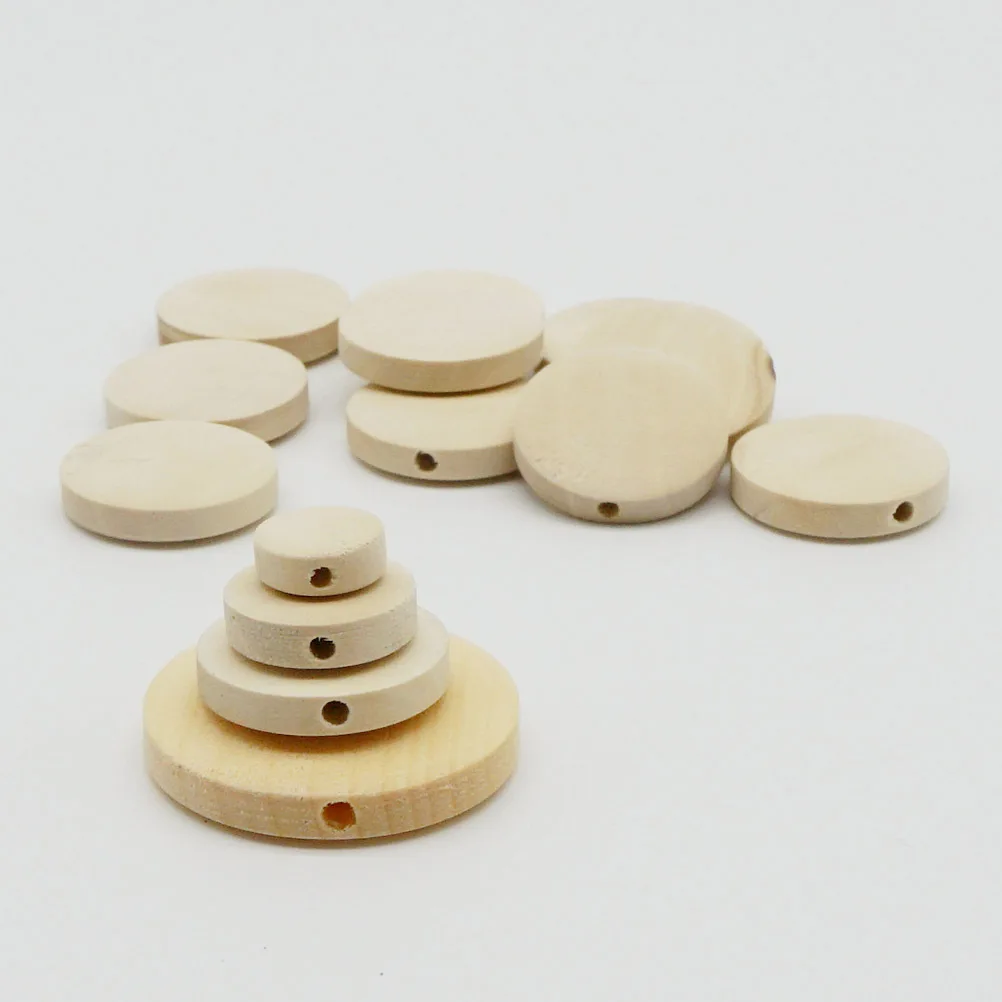 

50 pcs 3Cm Wooden Circles Unfinished Natural Wood Slices With Straight Hole For Diy Craft Decor Pendant Accessories Handicraft