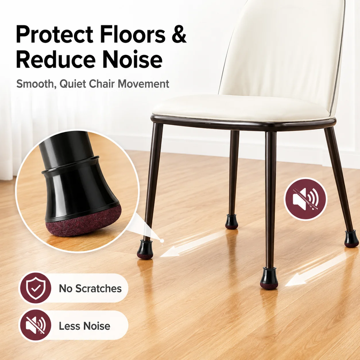 Thick Black Felt Non Slip Anti Scratch Quiet Chair Leg Covers Noise Reduction Anti Falling Furniture Table Foot Protector Pads