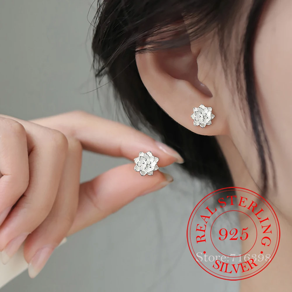 

Ювелирные изделия из стерлингового серебра 925, роскошные серьги-гвоздики с цветком лотоса для женщин, ювелирные изделия для свадебной вечеринки для девочек, подарок другу