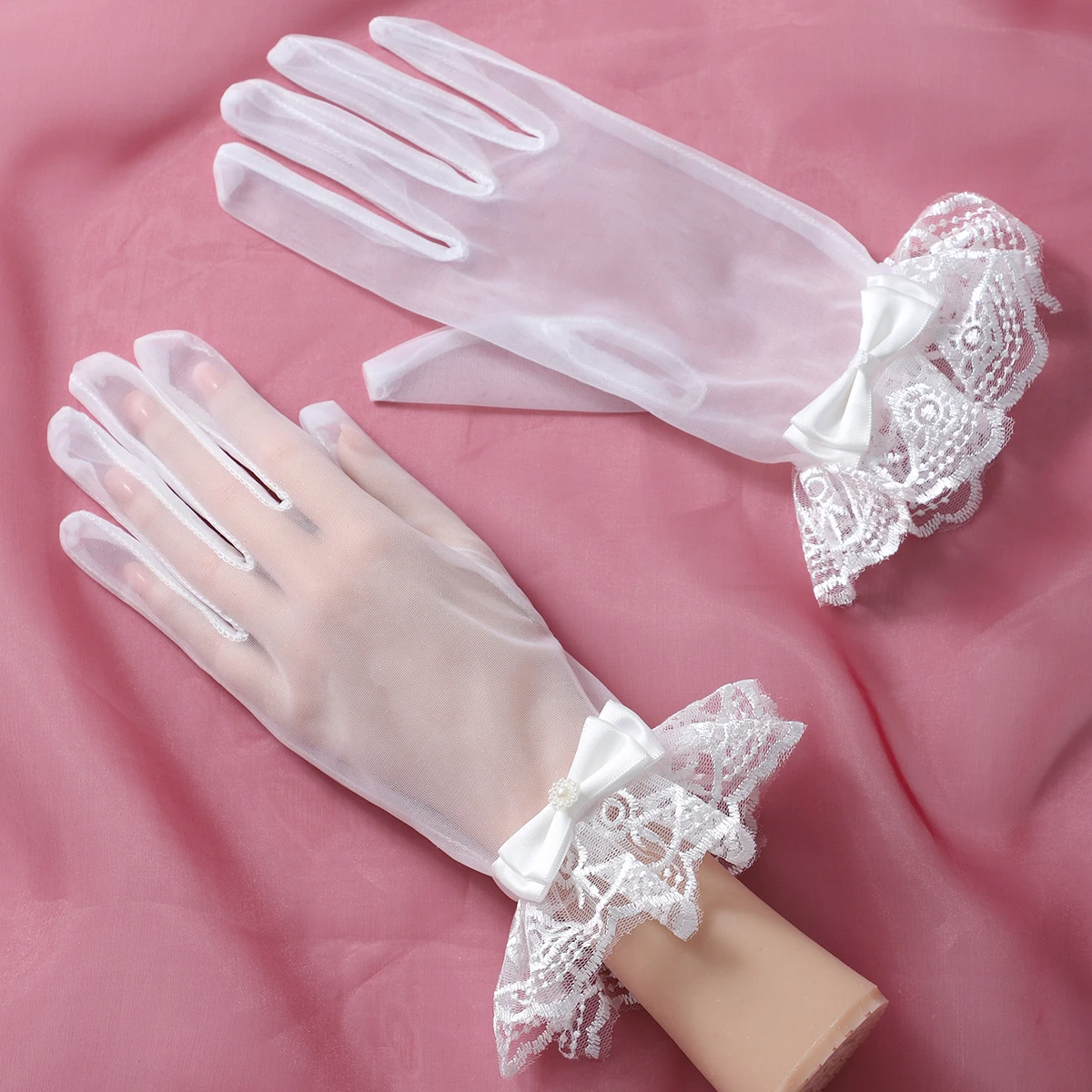 Bridal Gloves Classical Elegant White Ladies' Dress Up Gloves Suitable For Engagement Party