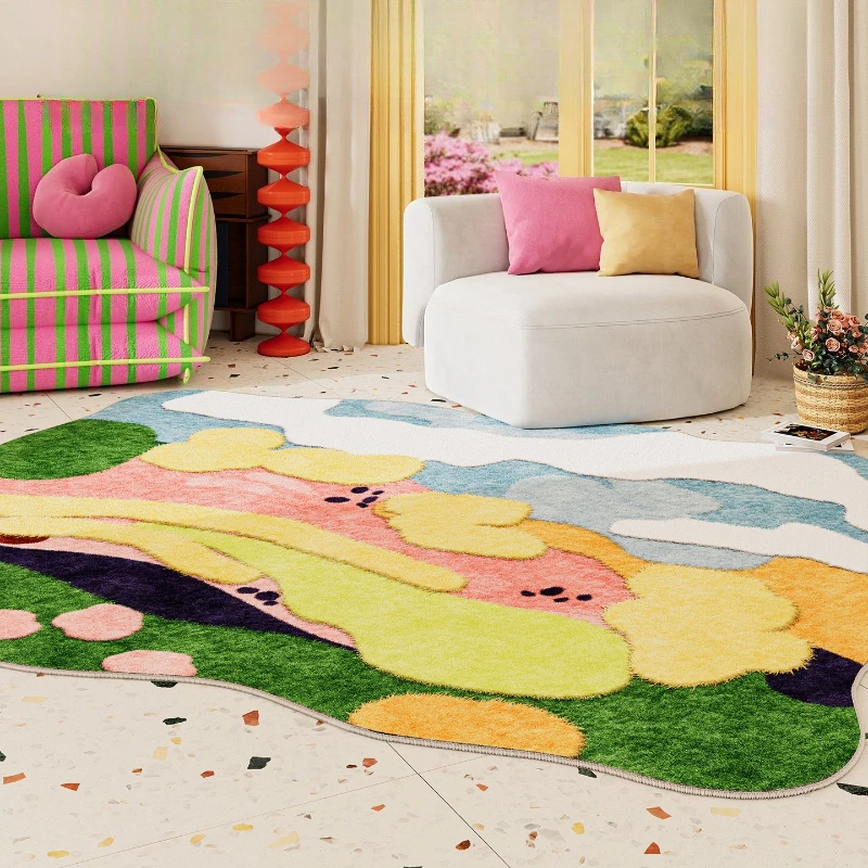 Irregular Shape Bedroom Decor Moss Carpet Dopamine Color Carpets for Living Room Thicken Plush Lounge Floor Mat Fluffy Soft Rug
