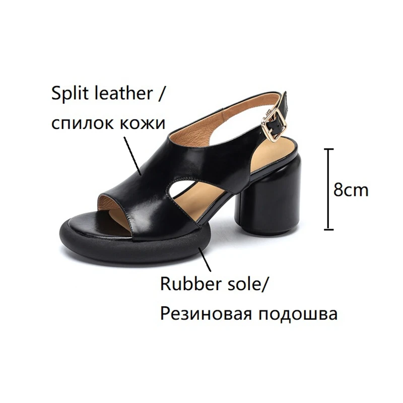 Summer Woman Sandals Split Leather Women Platform Shoes Round Toe High Heels Yellow Shoes Open Toe Chunky Heel Sandals for Women