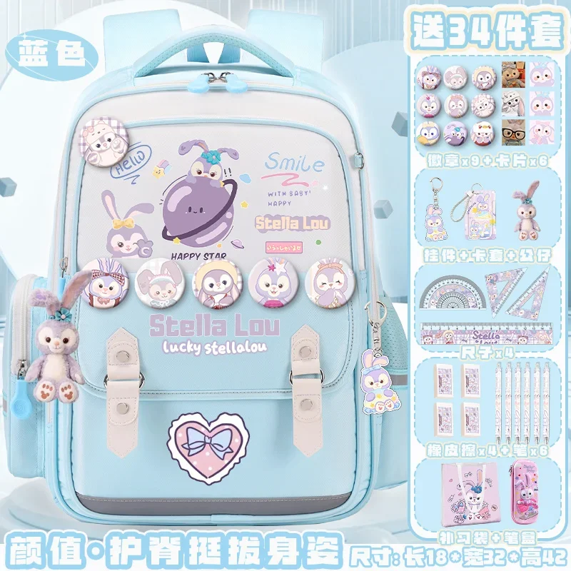 Disney-StellaLou Cartable pour étudiant, sac à dos étanche, sac à dos anti-taches, coussin initié léger, dessin animé mignon, décontracté, nouveau