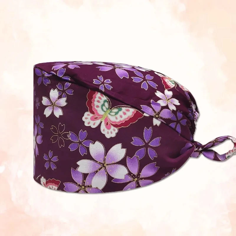 الجملة للجنسين الدعك قبعة قابل للتعديل القطن الطباعة القبعات الجراحية ممرضة موحدة الملحقات مستشفى الجمال مخزن قبعات العمل