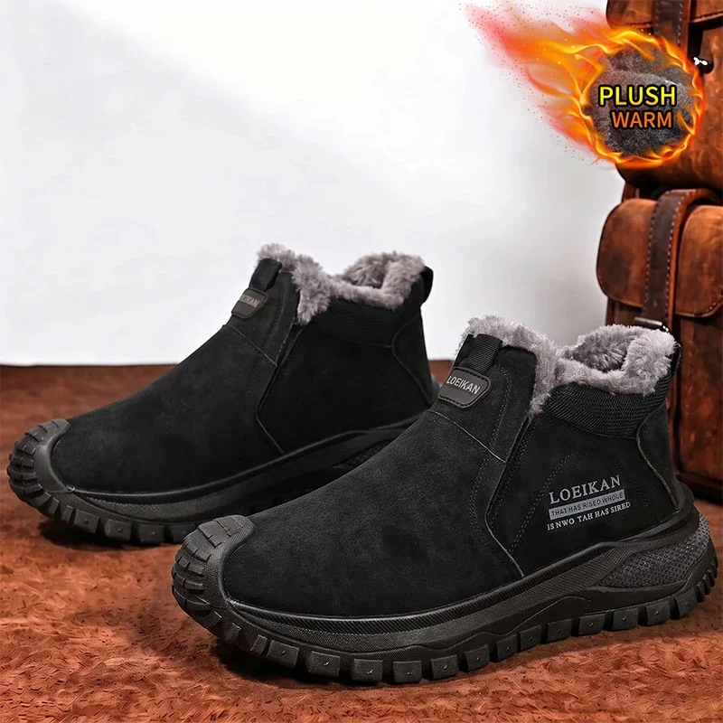 Multi-color Men Warm Ankle Boots Slip-on Anti-slip Boots For Cold Weather Daily
