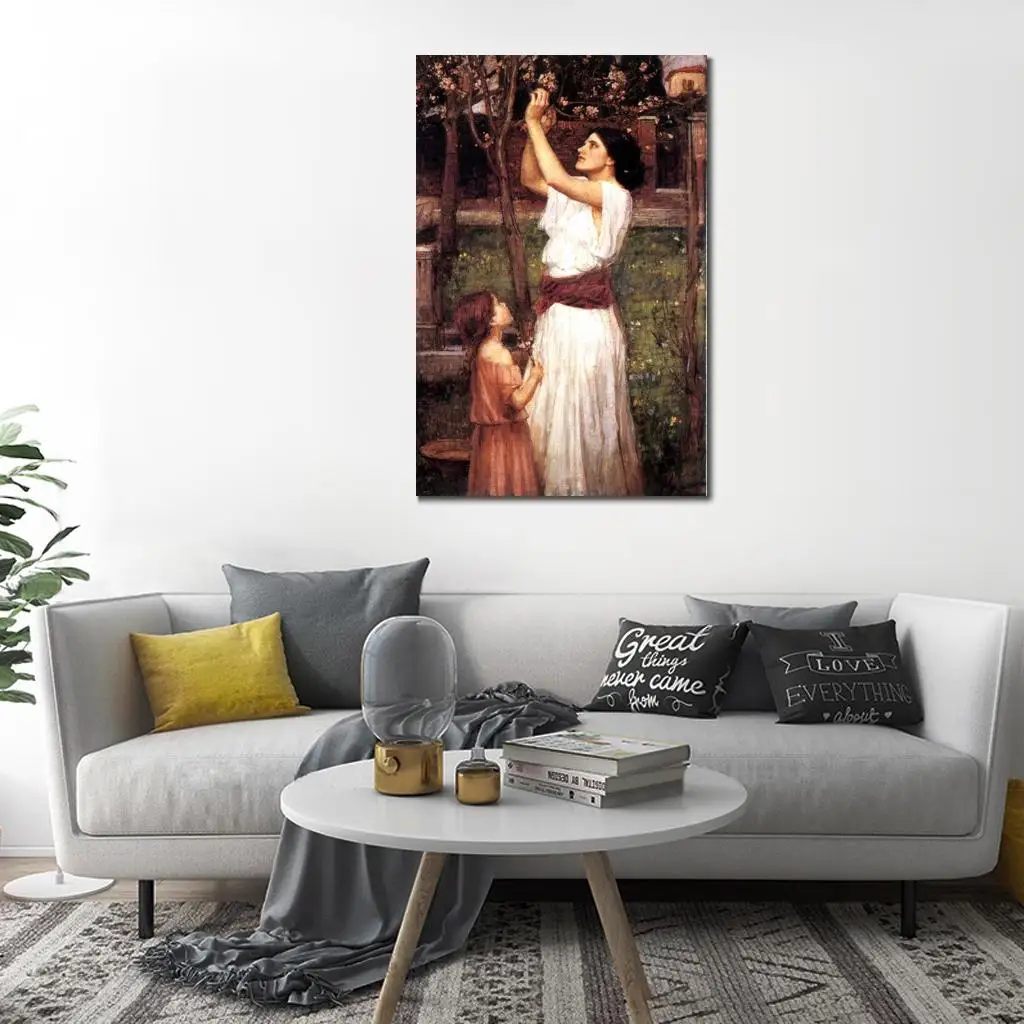 Paintings for living room wall Gathering Almond Blossoms John William Waterhouse High quality Hand painted