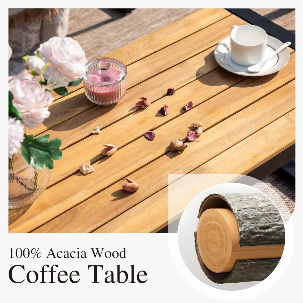 Sophia & William 4 Pieces Patio Conversation Set, Wicker Outdoor Furniture Set for 4, All Weather Outdoor Seating Set, Rattan Lo