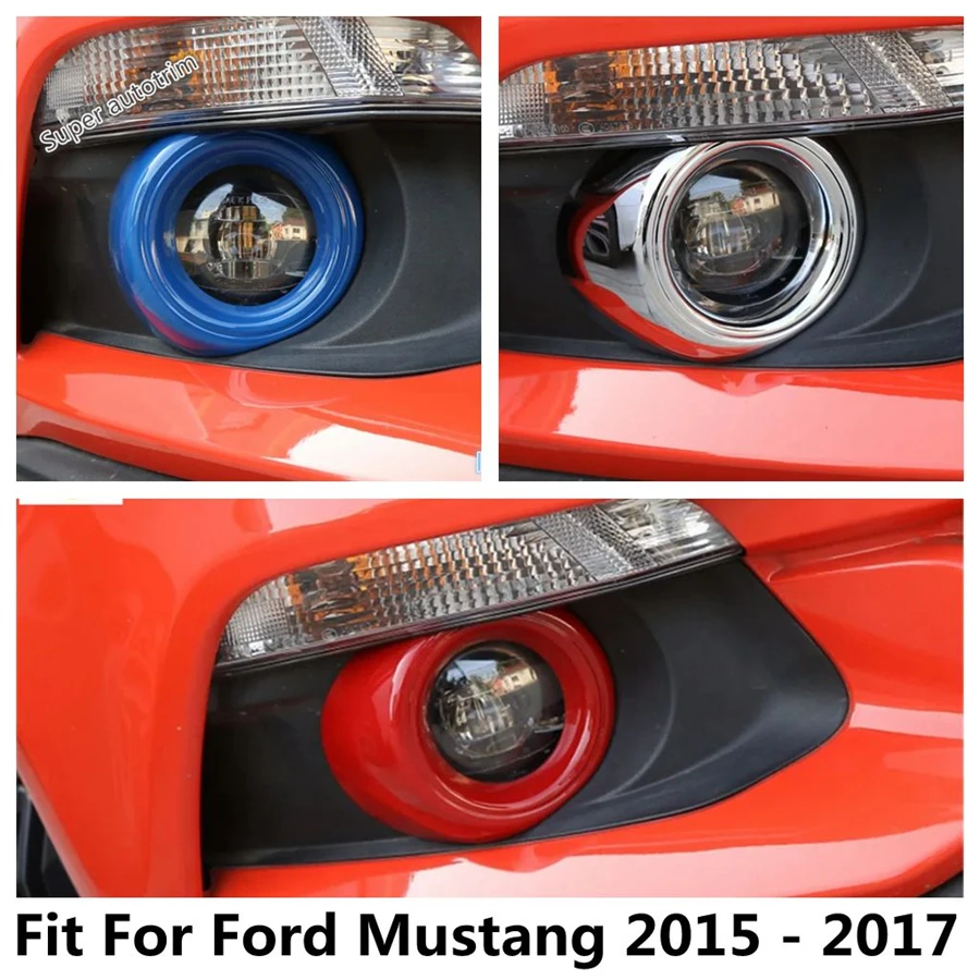 

Car Front Fog Lamps Lights Ring Circle Frame Decoration Cover Trim For Ford Mustang 2015 - 2017 ABS Red Accessories Exterior Kit