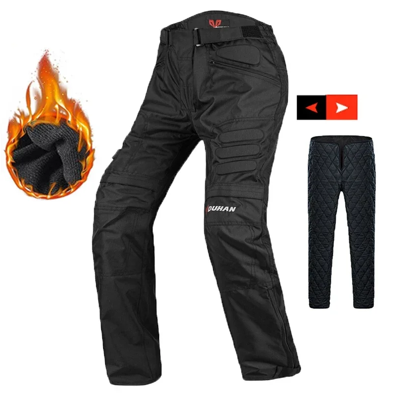 

DUHAN Wear Resistant Cold-proof Motocross Outdoor Travel Pants Removable Knee Pads Detachable Warm Interior Motorcycle Pants