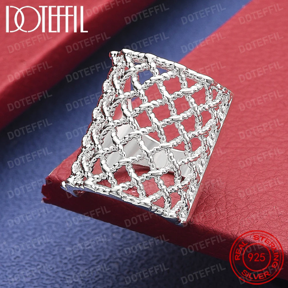 

925 Sterling Silver Weave Net Ring For Man Women Fashion Wedding Engagement Party Gift Charm Jewelry