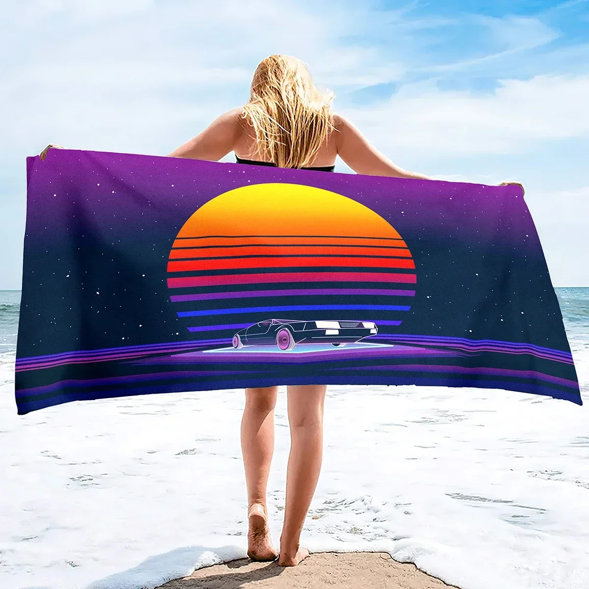 Cyberpunk Style Neon Microfiber Beach Towel, Extra Large Be…