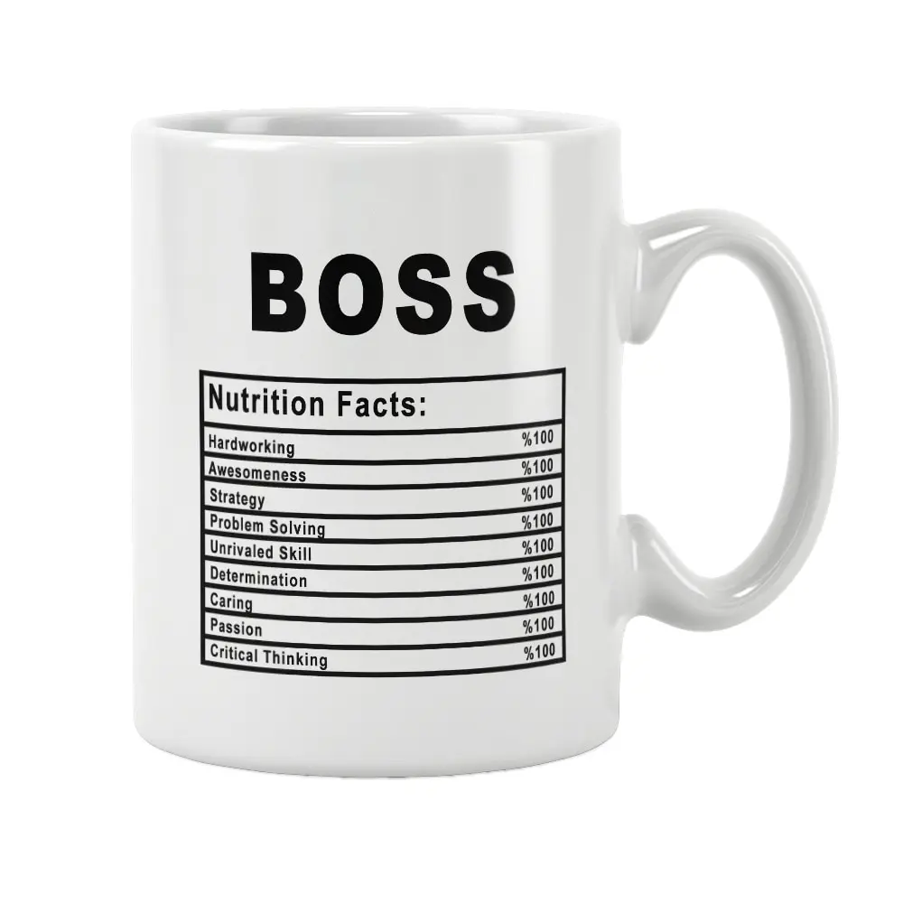 

Boss Nutrition Facts Mug Coffee Cup White Ceramic New Year Anniversary Cute Funny Birthday Gift Ideas