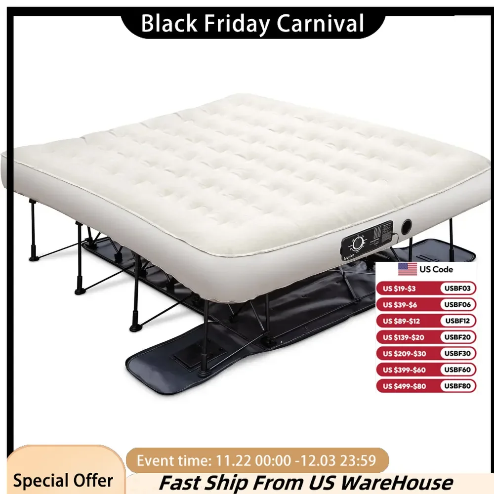 Mattresses, Bed Air Mattress with Deflate Technology Dual Auto Comfort Pump and Dual Layer Laminate Material, Mattresses