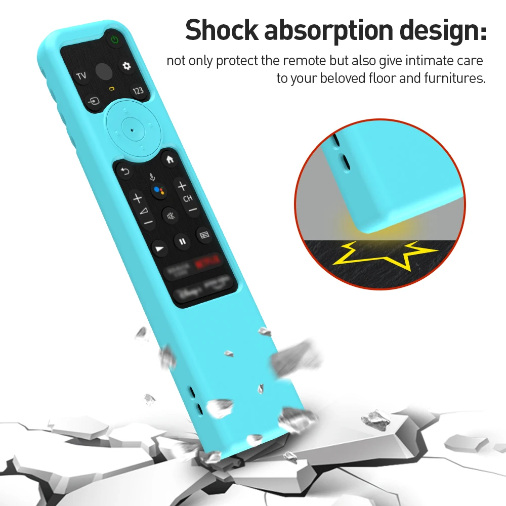 Silicone Case for Sony BRAVIA TV RMF-TX800P RMF-TX800U RMF-TX900U 900C Remote Control Protective Cover with Anti-Lost Lanyard