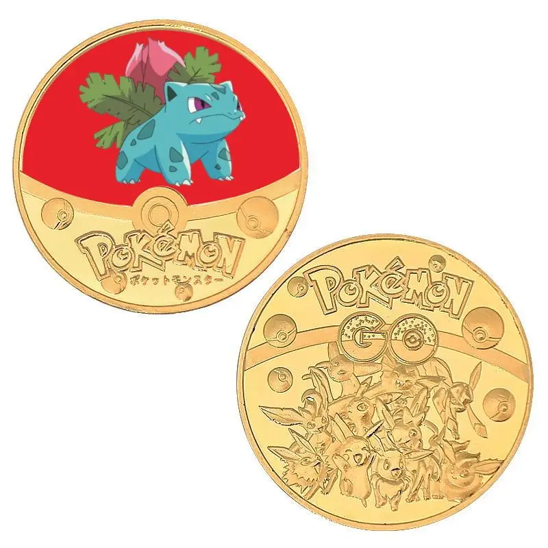 2025 جديد بوكيمون تطور عملة تذكارية بوكيمون أنيمي الطرفية الشكل التذكارية عملة الذهب جمع