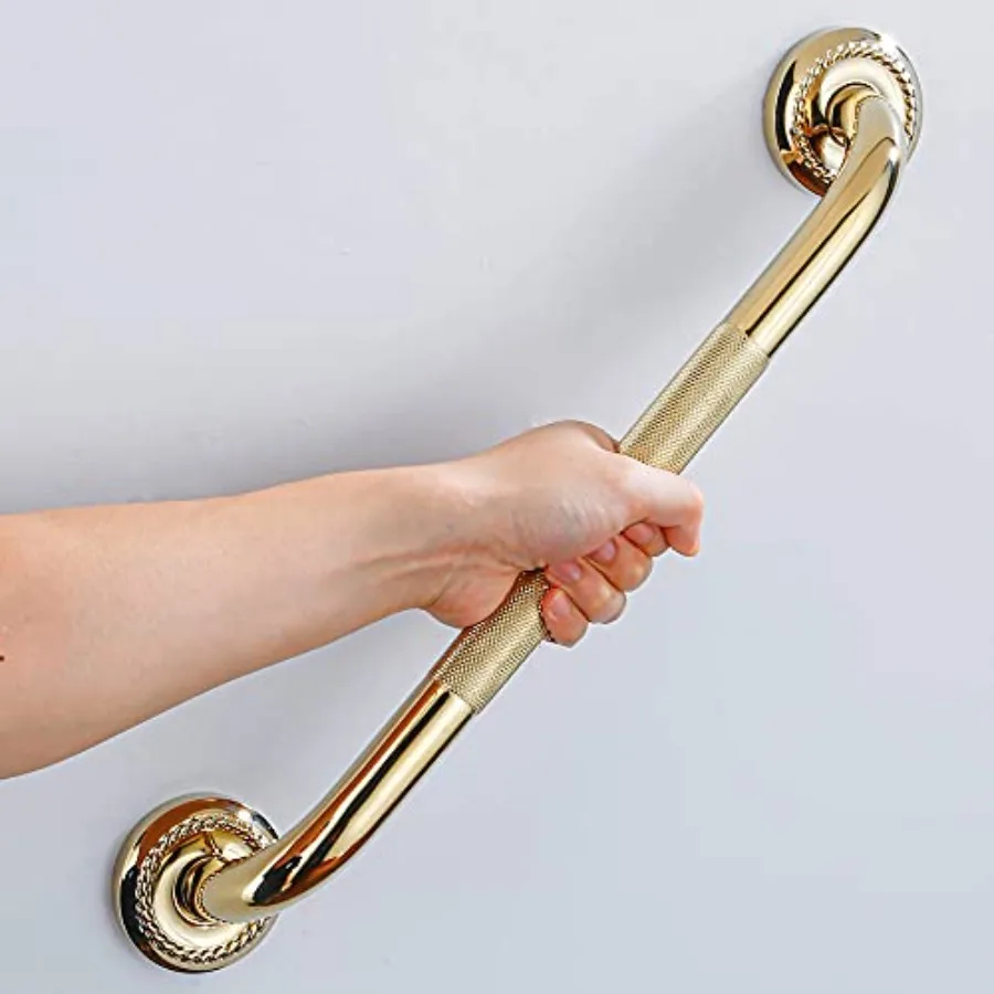 

Textured Shower Grab Bar Bathroom Support Rail Stylish Bathtube Anti-Slip Safety Armrest Hand Rail Polished Gold Fish Good for