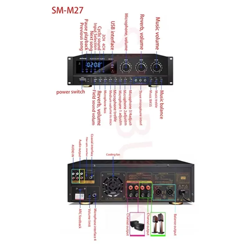 

SUNBUCK 5.0 Bluetooth Home 2.0 Power Amplifier Professional KTV Karaoke Speaker Home Cinema HIFI Power Amplifier Audio