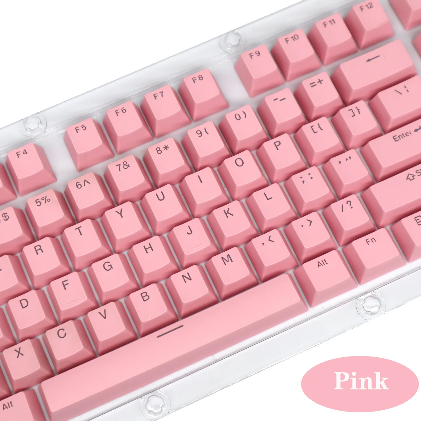 125 Pcs DIY Mechanical Keyboard Keycaps Set OEM Backlit Single Color ABS Pink White Key Cap for 61/87/104/108 Key Cherry MX Keyc